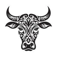 vaca cara conjunto silueta, tribal tatuaje blanco antecedentes vector