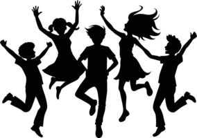 Cheerful girls and boys silhouette collection for friendship day vector