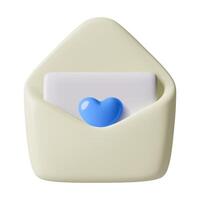 3D envelope icon with blue heart inside Father's Day three dimensional minimal cute message emoji vector