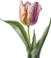 Close-up of a blooming tulip flower. AI-Generated. png