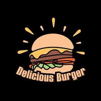 expressive hamburger illustration with faded tones for vintage logo vector