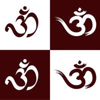Beautiful Glowing OM with om rays in red and orange color shades for wall of Temples, Houses and for interior works etc. vector