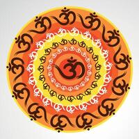 Beautiful Glowing OM with om rays in red and orange color shades for wall of Temples, Houses and for interior works etc. vector