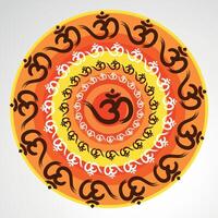 Beautiful Glowing OM with om rays in red and orange color shades for wall of Temples, Houses and for interior works etc. vector