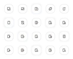 Mobile devices line icons set. Smartphone, phone, computer, network, laptop, application, display. outline pictograms for web and ui, ux mobile app design. Editable Stroke. 24x24 Pixel Perfect. vector