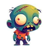 Funny green zombie character design png