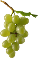 A bunch of green grapes with a green leaf attached. AI-Generated. png