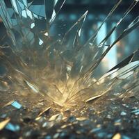 Ai generated content. Shattered Reality Broken Glass in Closeup photo