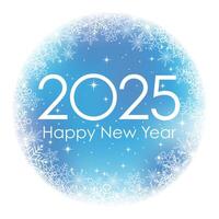 The Year 2025 New Years Blue Round Greeting Symbol Decorated With Snowflakes Isolated On A White Background. vector