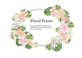 blossom ornamental flower frame on background vector