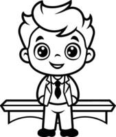 School Boy Student Cartoon Mascot Character Illustration Graphic Design vector