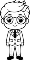 Black and White Cartoon Illustration of School Boy Student Character for Coloring Book vector