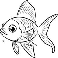 Black and White Cartoon Illustration of Cute Fish Animal Character for Coloring Book vector