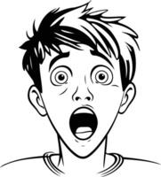 Portrait of a boy with surprised facial expression. vector