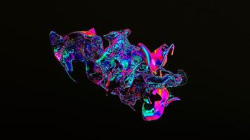 3d render, Abstract smooth shape holographic colors on black background photo