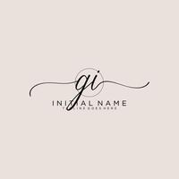 Initial GI feminine logo collections template. handwriting logo of initial signature, wedding, fashion, jewerly, boutique, floral and botanical with creative template for any company or business. vector