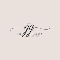 Initial GG feminine logo collections template. handwriting logo of initial signature, wedding, fashion, jewerly, boutique, floral and botanical with creative template for any company or business. vector