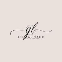 Initial GL feminine logo collections template. handwriting logo of initial signature, wedding, fashion, jewerly, boutique, floral and botanical with creative template for any company or business. vector