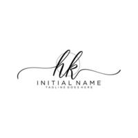 Initial HK feminine logo collections template. handwriting logo of initial signature, wedding, fashion, jewerly, boutique, floral and botanical with creative template for any company or business. vector