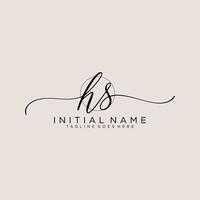 Initial HS feminine logo collections template. handwriting logo of initial signature, wedding, fashion, jewerly, boutique, floral and botanical with creative template for any company or business. vector