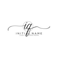 Initial IQ feminine logo collections template. handwriting logo of initial signature, wedding, fashion, jewerly, boutique, floral and botanical with creative template for any company or business. vector