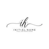 Initial IH feminine logo collections template. handwriting logo of initial signature, wedding, fashion, jewerly, boutique, floral and botanical with creative template for any company or business. vector