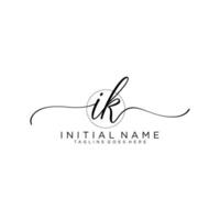 Initial IK feminine logo collections template. handwriting logo of initial signature, wedding, fashion, jewerly, boutique, floral and botanical with creative template for any company or business. vector