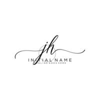 Initial JH feminine logo collections template. handwriting logo of initial signature, wedding, fashion, jewerly, boutique, floral and botanical with creative template for any company or business. vector