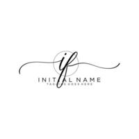 Initial IF feminine logo collections template. handwriting logo of initial signature, wedding, fashion, jewerly, boutique, floral and botanical with creative template for any company or business. vector