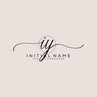 Initial IY feminine logo collections template. handwriting logo of initial signature, wedding, fashion, jewerly, boutique, floral and botanical with creative template for any company or business. vector