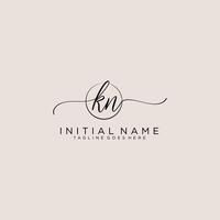 Initial KN feminine logo collections template. handwriting logo of initial signature, wedding, fashion, jewerly, boutique, floral and botanical with creative template for any company or business. vector