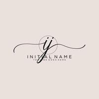 Initial IJ feminine logo collections template. handwriting logo of initial signature, wedding, fashion, jewerly, boutique, floral and botanical with creative template for any company or business. vector