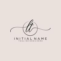 Initial LT feminine logo collections template. handwriting logo of initial signature, wedding, fashion, jewerly, boutique, floral and botanical with creative template for any company or business. vector