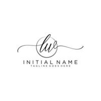 Initial LW feminine logo collections template. handwriting logo of initial signature, wedding, fashion, jewerly, boutique, floral and botanical with creative template for any company or business. vector