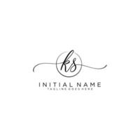 Initial KS feminine logo collections template. handwriting logo of initial signature, wedding, fashion, jewerly, boutique, floral and botanical with creative template for any company or business. vector