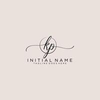 Initial KP feminine logo collections template. handwriting logo of initial signature, wedding, fashion, jewerly, boutique, floral and botanical with creative template for any company or business. vector