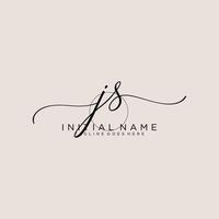 Initial JS feminine logo collections template. handwriting logo of initial signature, wedding, fashion, jewerly, boutique, floral and botanical with creative template for any company or business. vector