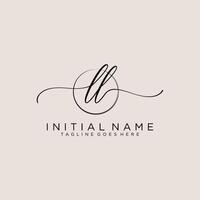 Initial LL feminine logo collections template. handwriting logo of initial signature, wedding, fashion, jewerly, boutique, floral and botanical with creative template for any company or business. vector