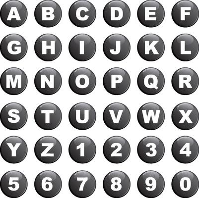 Alphabet Buttons - Black