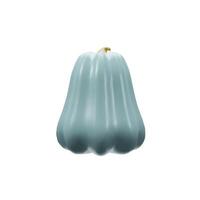 3D realistic blue pumpkin. Halloween element of autumn decoration. Vector illustration in clay, plastic style. October vegetable for holiday. Season Thanksgiving Day harvest. Ripe healthy food