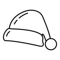 concepto Navidad sombrero icono contorno estilo, contento nuevo año y alegre Navidad plano vector ilustración, aislado en blanco.