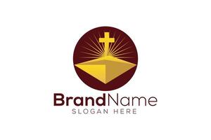 Modern Christian gold logo design vector template