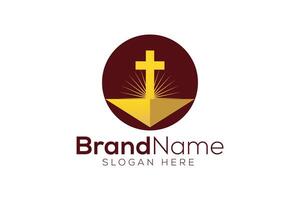 Modern Christian gold logo design vector template