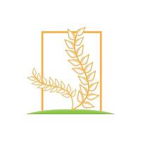 Rice Logo, Farm Wheat Logo Design, Vector Wheat Rice Icon Template Retro Vintage Illustration