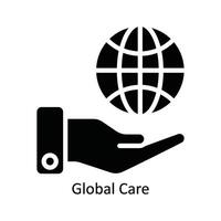 Global Care Vector Solid Icon Design illustration. Nature and ecology Symbol on White background EPS 10 File