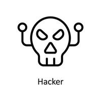 hacker vector contorno icono diseño ilustración. ciber seguridad símbolo en blanco antecedentes eps 10 archivo