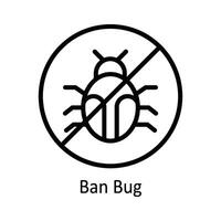 Ban Bug Vector  outline Icon Design illustration. Cyber security  Symbol on White background EPS 10 File