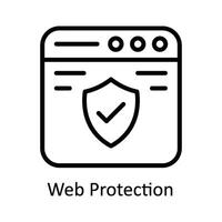 web proteccion vector contorno icono diseño ilustración. ciber seguridad símbolo en blanco antecedentes eps 10 archivo