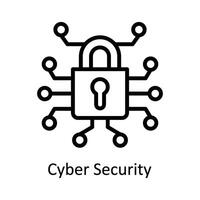 Cyber Security Vector  outline Icon Design illustration. Cyber security  Symbol on White background EPS 10 File