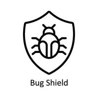 Bug Shield Vector  outline Icon Design illustration. Cyber security  Symbol on White background EPS 10 File